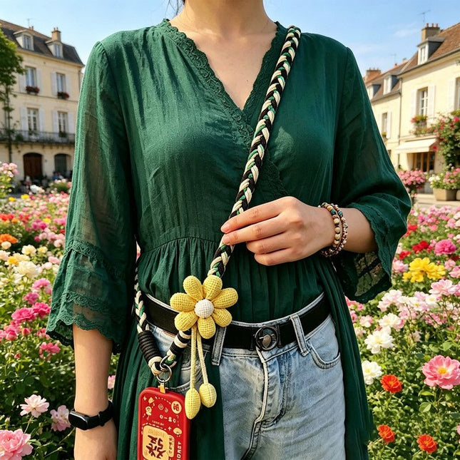 1PC Crossbody Phone Strap Adjustable Anti-Theft Phone Lanyard Unisex Essential for Travel Black and green