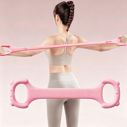 Resistance Band - 40 lbs - High-Elasticity, Break-Resistant - Home-Use Shoulder and Back Workout Tool - One-Piece Construction - Yoga Stretch Band - Back Training Tool - Back Shaping - Portable Fitness Equipment - Pink - 1 Piece