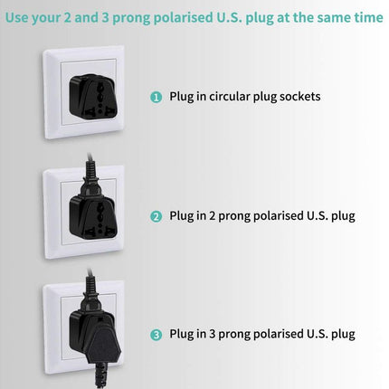 US to UK Power Plug Adapter, UROPHYLLA Type G Outlet Travel Power Adapter Plug for UK, Ireland, London, Hong Kong, Scotland, England, Dublin, Singapore - 3 Pack & Grounded 2 in 1 [Black]