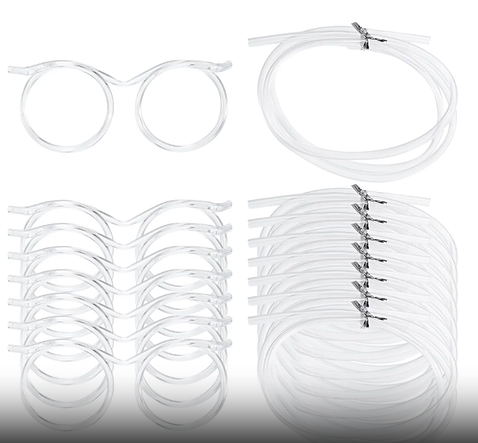 5-Pack Silly Straws Glasses Reusable Crazy Straws for Kids Flexible Twisty Straws Fun Eyeglass