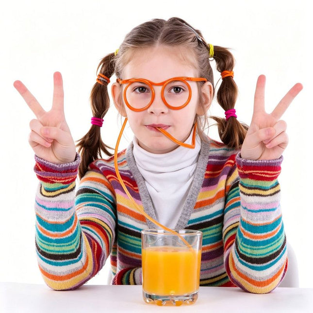 5-Pack Silly Straws Glasses Reusable Crazy Straws for Kids Flexible Twisty Straws Fun Eyeglass – product detail