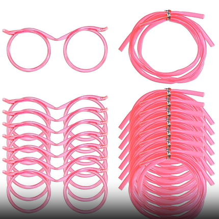 5-Pack Silly Straws Glasses, Reusable Crazy Straws for Kids, Flexible Twisty Straws Fun Eyeglass Frame Drinking Straws, Novelty Party Favors Supplies for Birthday, Game, Christmas, Holiday Decorations