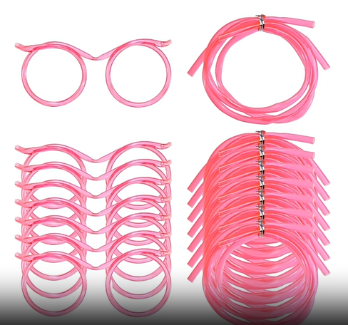 5-Pack Silly Straws Glasses Reusable Crazy Straws for Kids Flexible Twisty Straws Fun Eyeglass