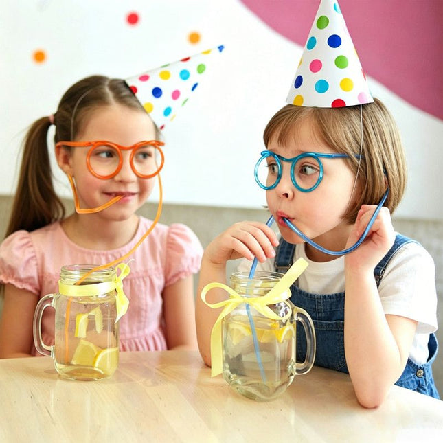 5-Pack Silly Straws Glasses Reusable Crazy Straws for Kids Flexible Twisty Straws Fun Eyeglass – product detail