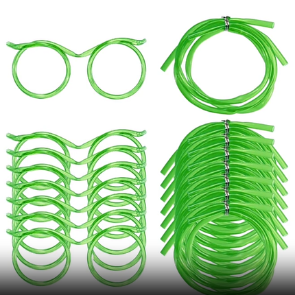 5-Pack Round Glasses-Shaped Straw, PETG, Food-Grade, Odorless, Reusable, Cute & Funny Novelty Straw