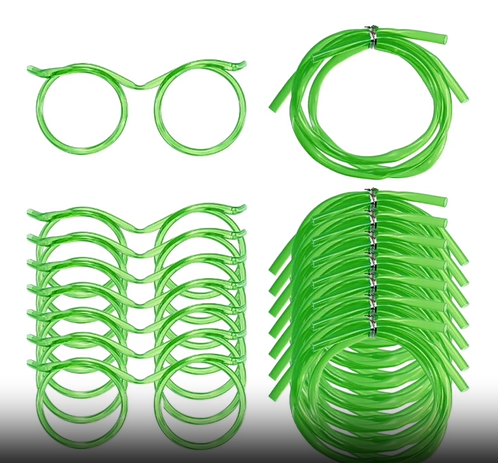 5-Pack Round Glasses-Shaped Straw PETG Food-Grade Odorless Reusable Cute & Funny Novelty Straw
