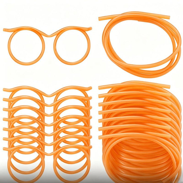 5-Pack Round Glasses-Shaped Straw PETG Food-Grade Odorless Reusable Cute & Funny Novelty Straw