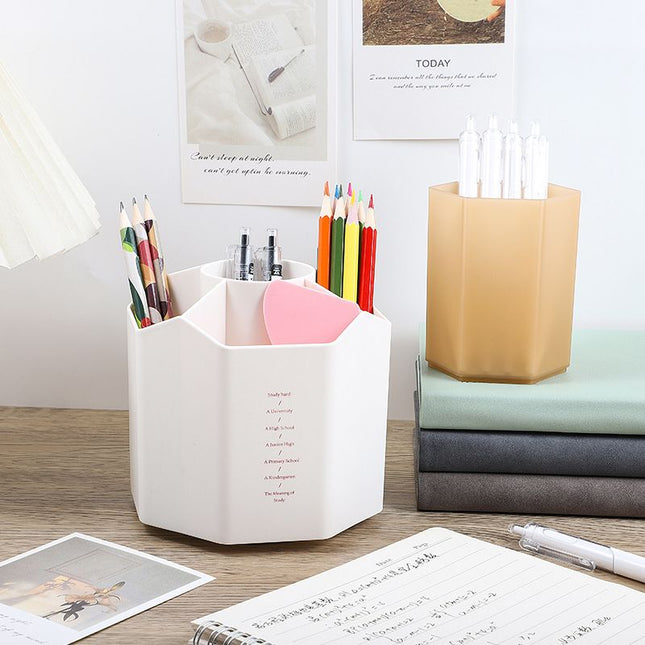 1pc 360 Rotating Plastic Desk Pen Organizer ï1 4 Dual-Purpose Art Supply Pencil Cup for Office School Home – product detail