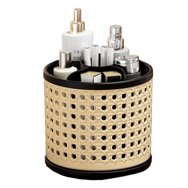 Mid-Century Vintage Makeup Organizer Desktop Pen Holder Rotating Storage Rack Large Capacity