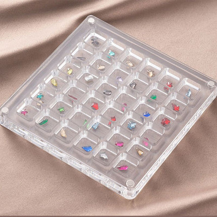 Acrylic Magnetic Seashell Display Box,Clear Sea Shell Display Box,Beach Magnet Storage Organizer Case for Seashell Diamond Beads,36 Grids,Transparent,1 Pack