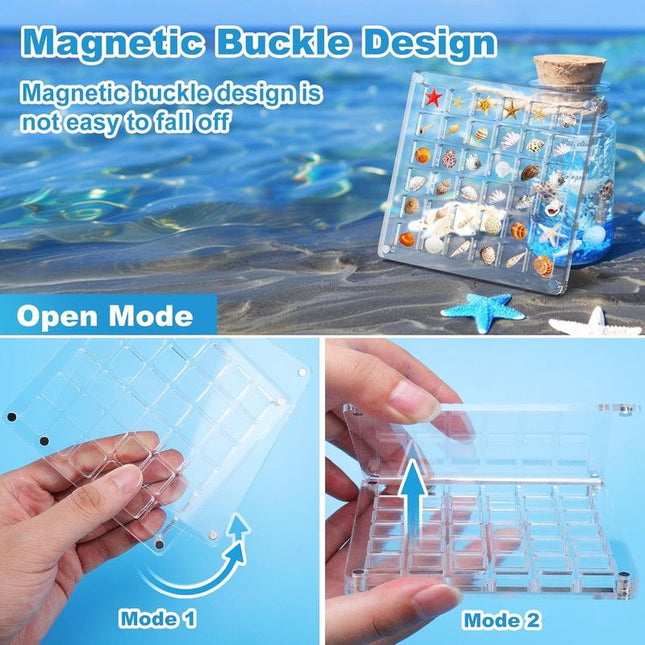Acrylic Magnetic Seashell Display Box Clear Sea Shell Display Box Beach Magnet Storage Organizer Case