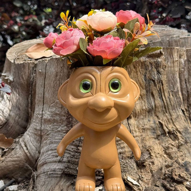 Big Eye Elf Flower Pot Desktop Bonsai Decorative Ornament for Home Office Garden V1265-YY-31