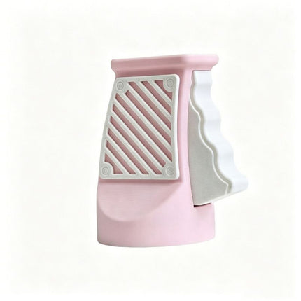 3D printed desktop ornament of a one-handed can opener, for beverages.Pink