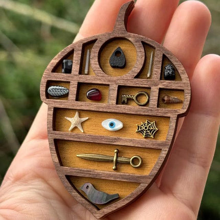 Wooden display stand for mini curiosities,Nut