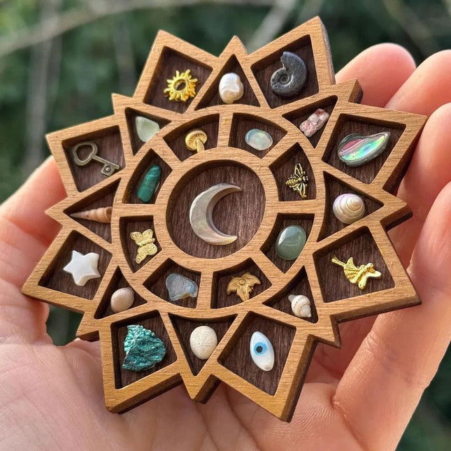 Wooden display stand for mini curiosities Mandala V1265-YY-60