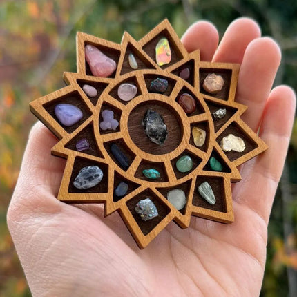 Wooden display stand for mini curiosities,Mandala