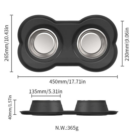 Anti Tip Stainless Steel Dog Bowl 2 in 2 Food Water Bowl