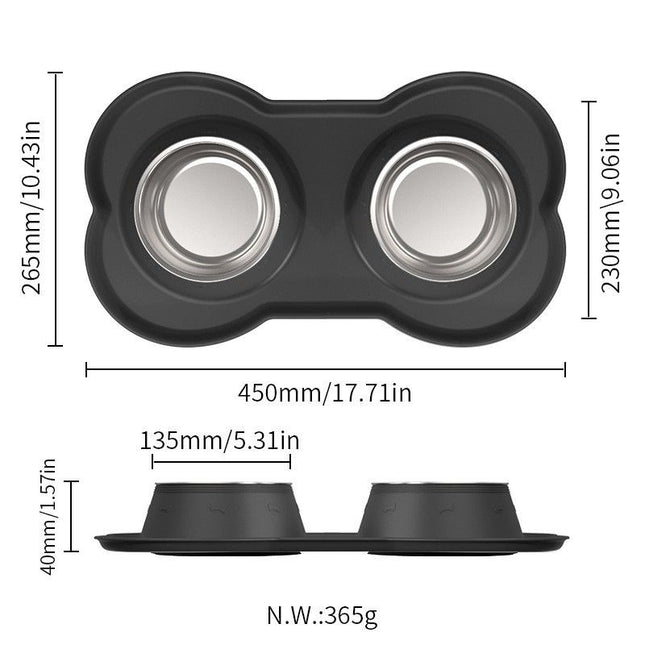 Anti Tip Stainless Steel Dog Bowl 2 in 2 Food Water Bowl – product detail