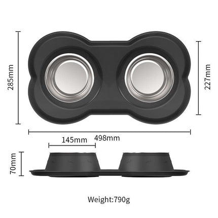 Anti Tip Stainless Steel Dog Bowl 2 in 3 Food Water Bowl