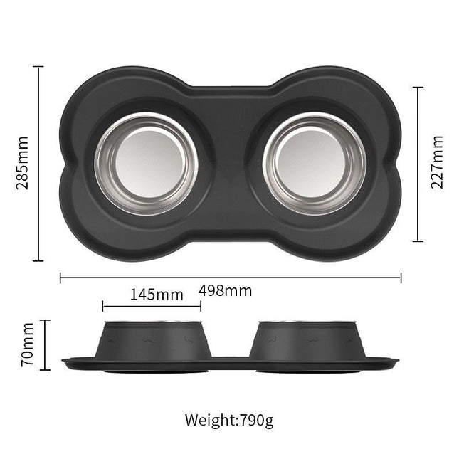 Anti Tip Stainless Steel Dog Bowl 2 in 3 Food Water Bowl – product detail