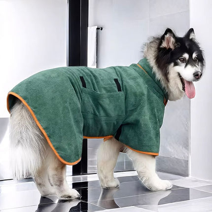 Quick Dry Dog Bathrobe Breathable Full Wrap for 14-24kg Dogs
