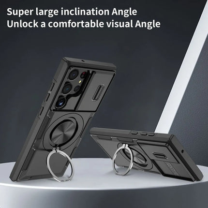 2-in-1 Magnetic Sliding Lens Case, Black for Samsung S23Ultra
