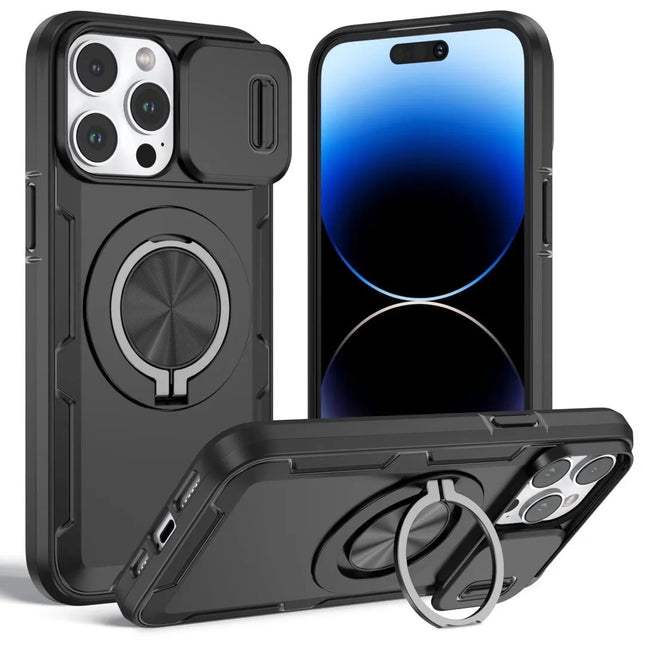 Red Warrior 2-in-1 Magnetic Sliding Lens Case black for iPhone 14 Pro Max V1293-MCH14PM