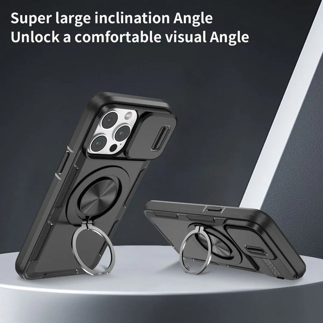 Red Warrior 2-in-1 Magnetic Sliding Lens Case black for iPhone 14 Pro Max – product detail