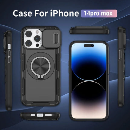 Red Warrior 2-in-1 Magnetic Sliding Lens Case black for iPhone 14 Pro Max