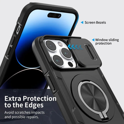 Red Warrior 2-in-1 Magnetic Sliding Lens Case black for iPhone 14 Pro Max