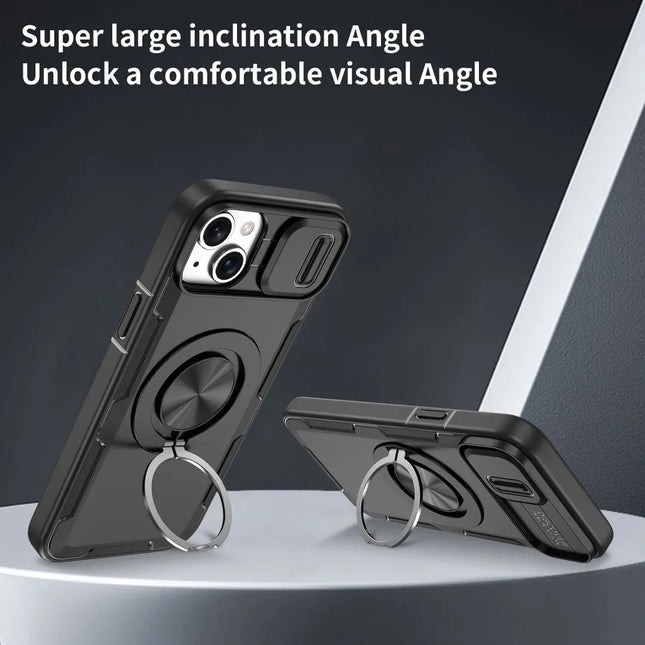 Red Warrior 2-in-1 Magnetic Sliding Lens Case black for iPhone 15 – product detail