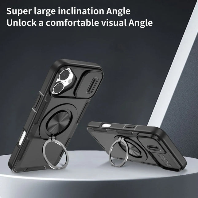 Red Warrior 2-in-1 Magnetic Sliding Lens Case black for iPhone 16 – product detail