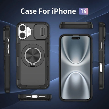 Red Warrior 2-in-1 Magnetic Sliding Lens Case black for iPhone 16