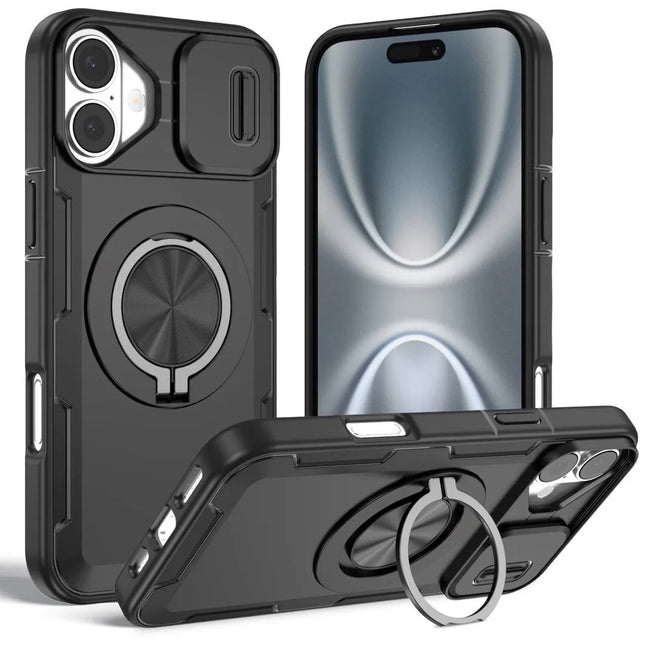 Red Warrior 2-in-1 Magnetic Sliding Lens Case black for iPhone 16 Plus V1293-MCH16PLUS