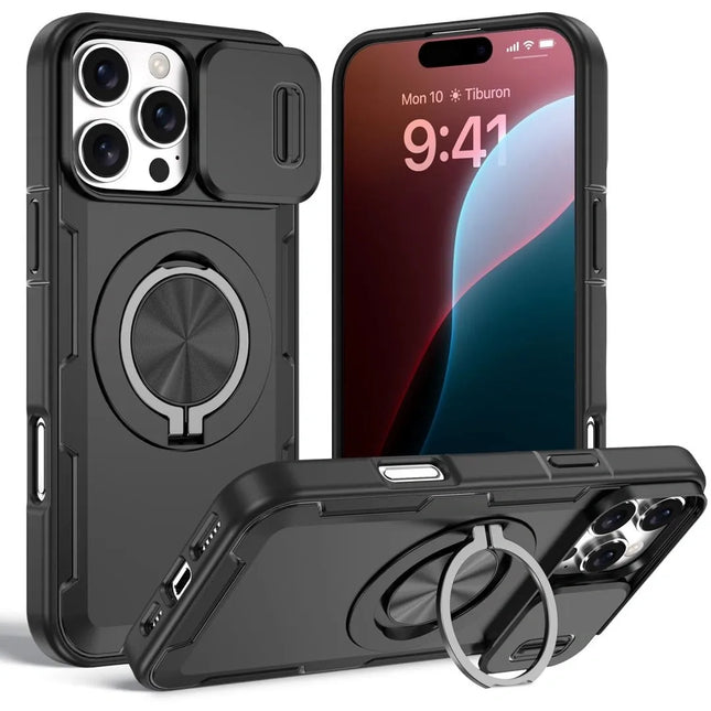 2-in-1 Magnetic Sliding Lens Case Black for iPhone 16 Pro Max V1293-MCH16PM