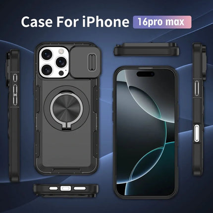 2-in-1 Magnetic Sliding Lens Case, Black for iPhone 16 Pro Max