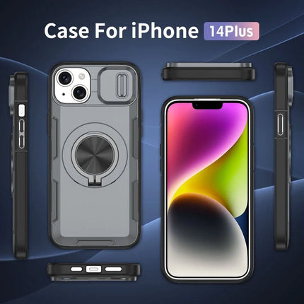 2-in-1 Magnetic Sliding Lens Case, Grey for iPhone 14