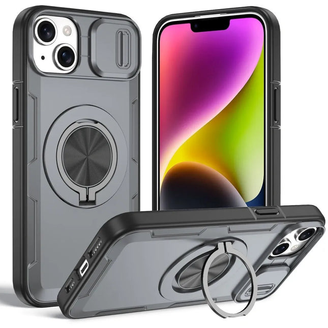 Red Warrior 2-in-1 Magnetic Sliding Lens Case grey for iPhone 14 Plus V1293-MCH421-14PLUS