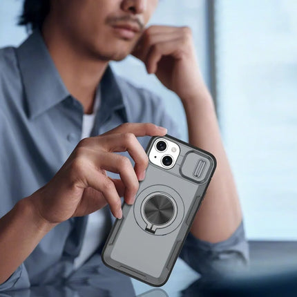 Red Warrior 2-in-1 Magnetic Sliding Lens Case grey for iPhone 14 Plus