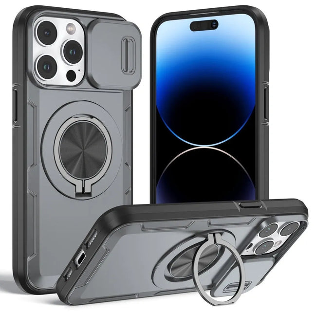 Red Warrior 2-in-1 Magnetic Sliding Lens Case grey for iPhone 14 Pro V1293-MCH421-14PRO