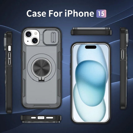 Red Warrior 2-in-1 Magnetic Sliding Lens Case grey for iPhone 15