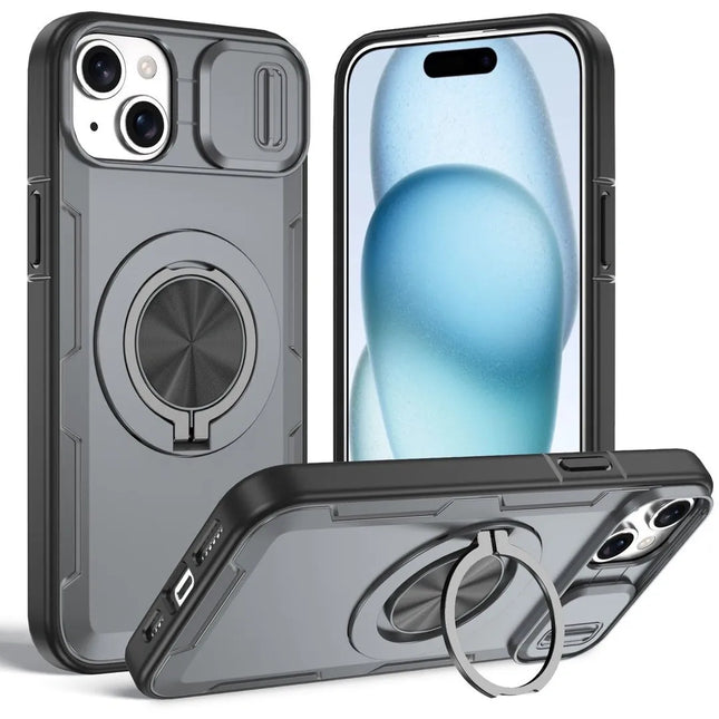 Red Warrior 2-in-1 Magnetic Sliding Lens Case grey for iPhone 15 Plus V1293-MCH421-15PLUS