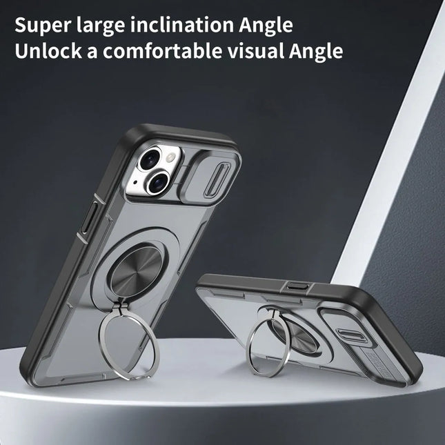 Red Warrior 2-in-1 Magnetic Sliding Lens Case grey for iPhone 15 Plus – product detail