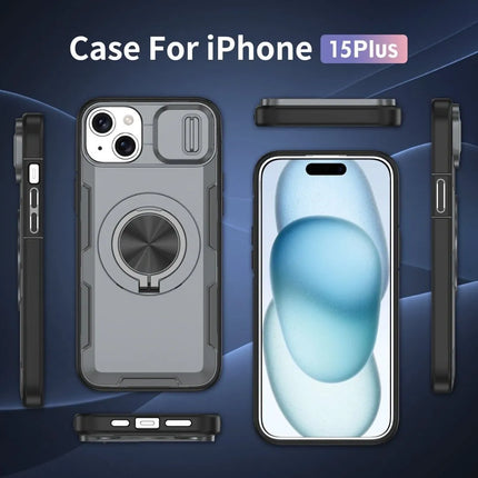 Red Warrior 2-in-1 Magnetic Sliding Lens Case grey for iPhone 15 Plus