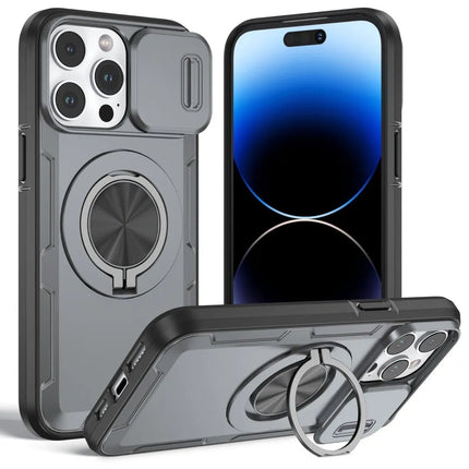 Red Warrior 2-in-1 Magnetic Sliding Lens Case grey for iPhone 15 Pro Max