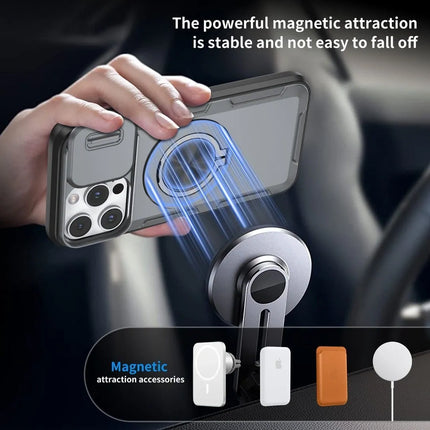 Red Warrior 2-in-1 Magnetic Sliding Lens Case grey for iPhone 15 Pro