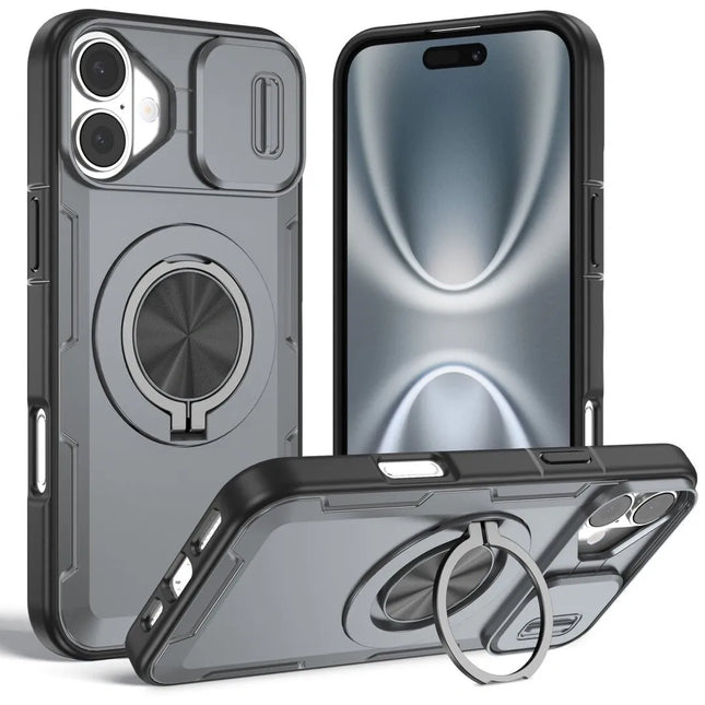 Red Warrior 2-in-1 Magnetic Sliding Lens Case grey for iPhone 16 Plus V1293-MCH421-16PLUS