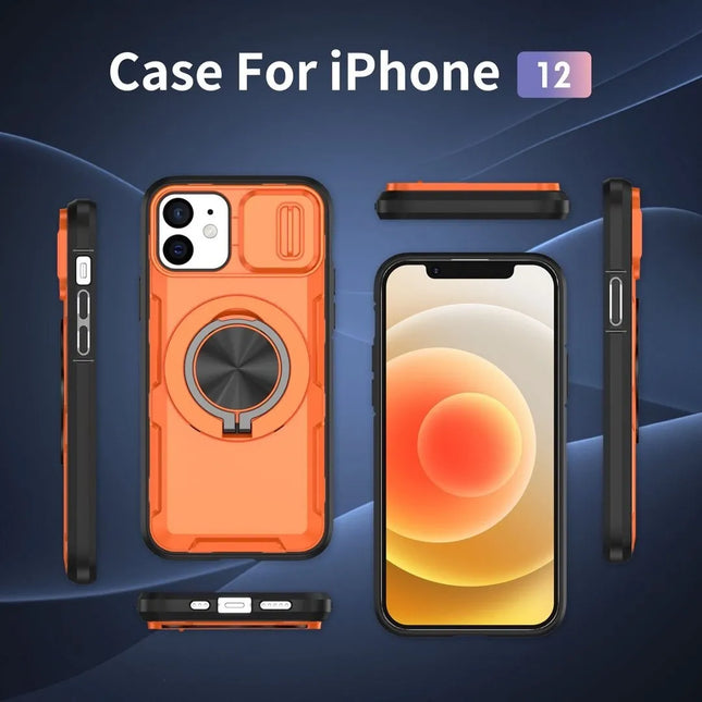 2-in-1 Magnetic Sliding Lens Case Orange for iPhone 12 – product detail