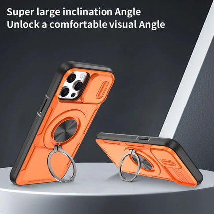 2-in-1 Magnetic Sliding Lens Case, Orange for iPhone 13