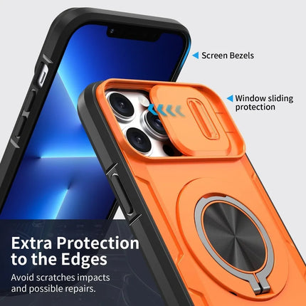 2-in-1 Magnetic Sliding Lens Case, Orange for iPhone 13 Pro Max
